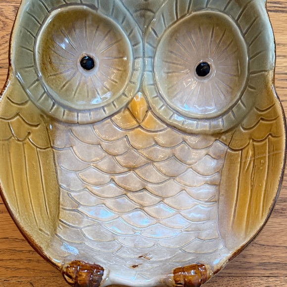 Ceramic Owl Dish Art - Green and Brown - Picture 4 of 13